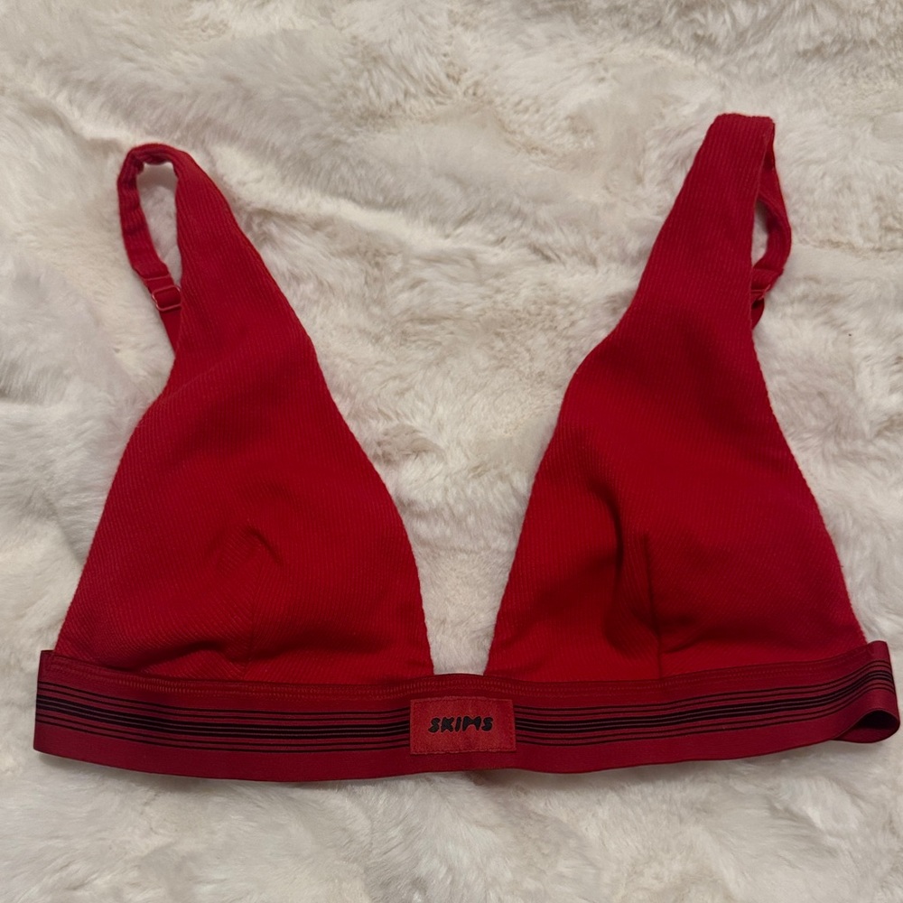 SKIMS Stretch Cotton Rib Plunge Bralette